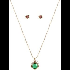 NWT Betsey Johnson Bug Pendant & Flower Stud Set